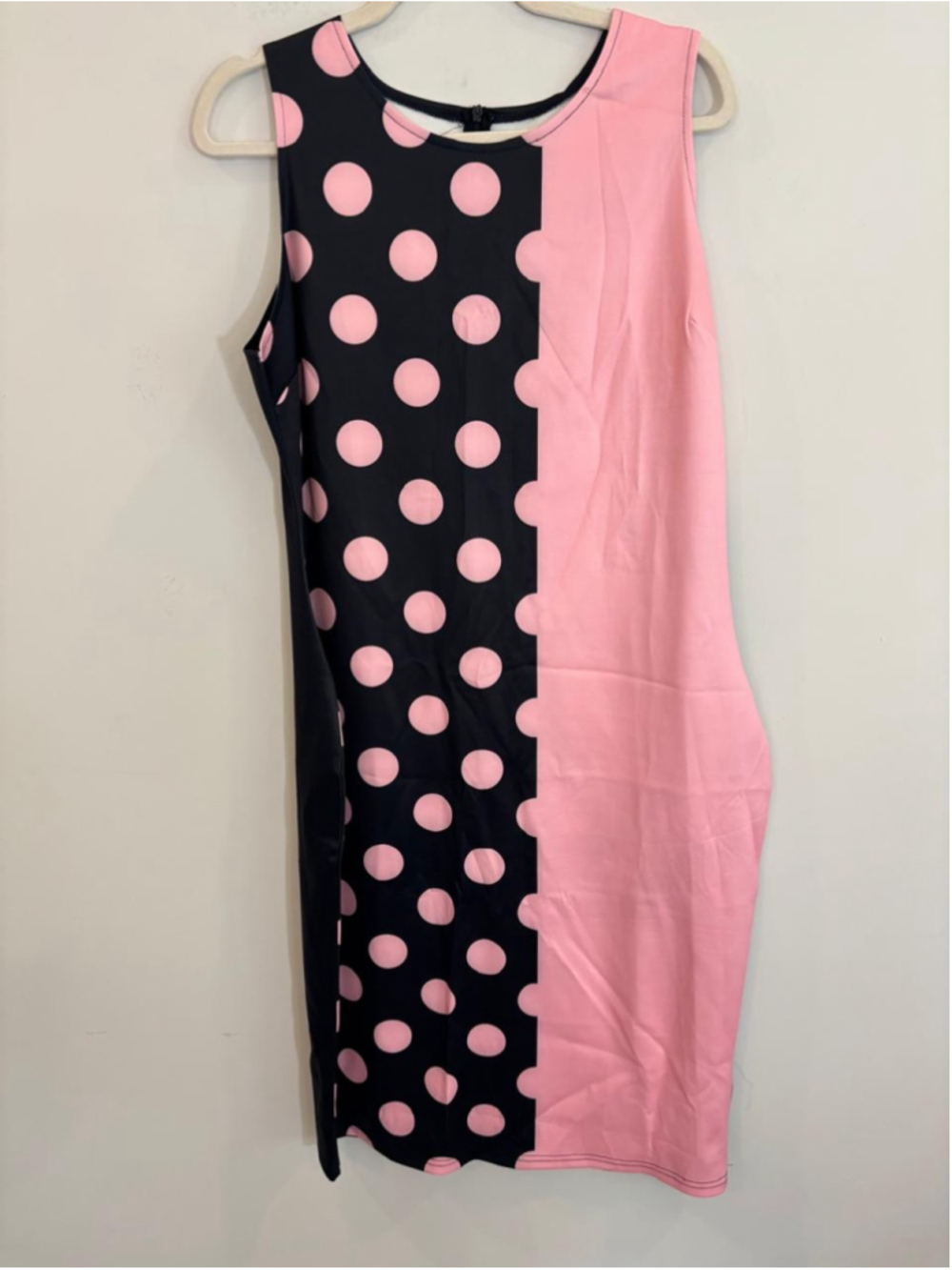 Women's Unbranded Polka Dot Midi Dress, XXL, Black and Pink #C88